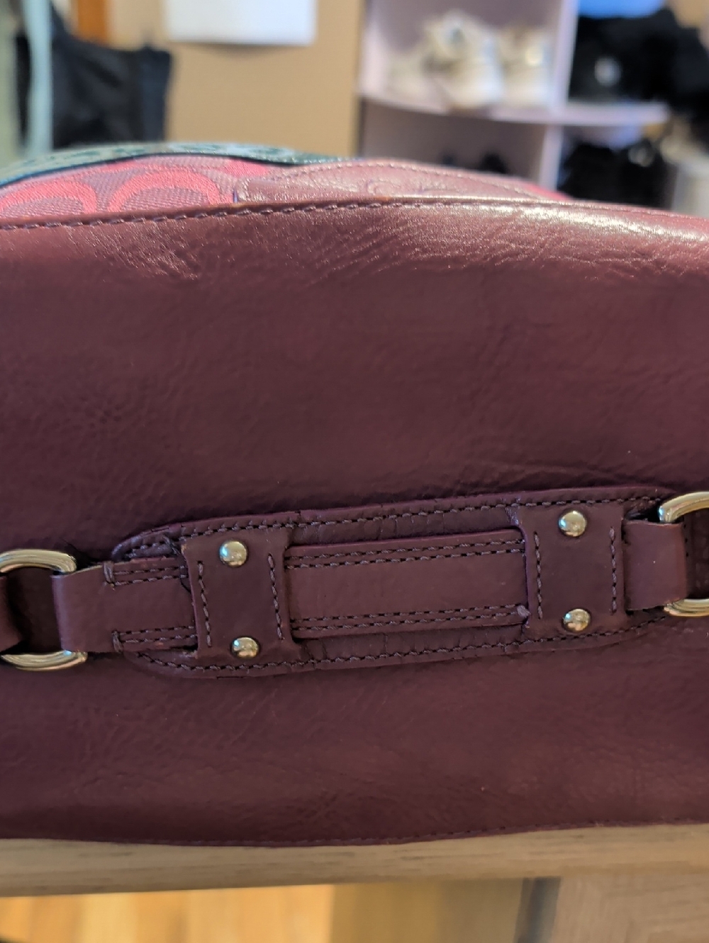 Coach Pink Satchel with Teal Medallion Accent - Picture 5 of 5